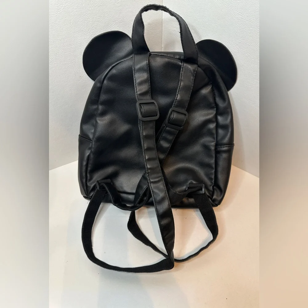 Disney Minnie Mouse Black Quilted Backpack W/ Ear Accents & Red Sequined Bow